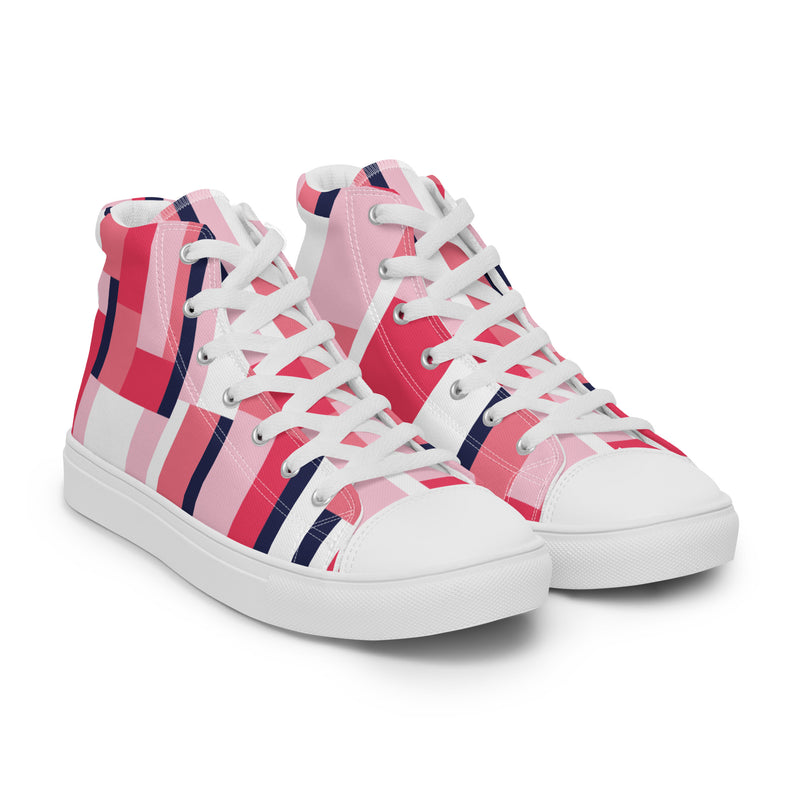 Pink Block High Top #40 - Front View | HA!LO Canvas Sneakers