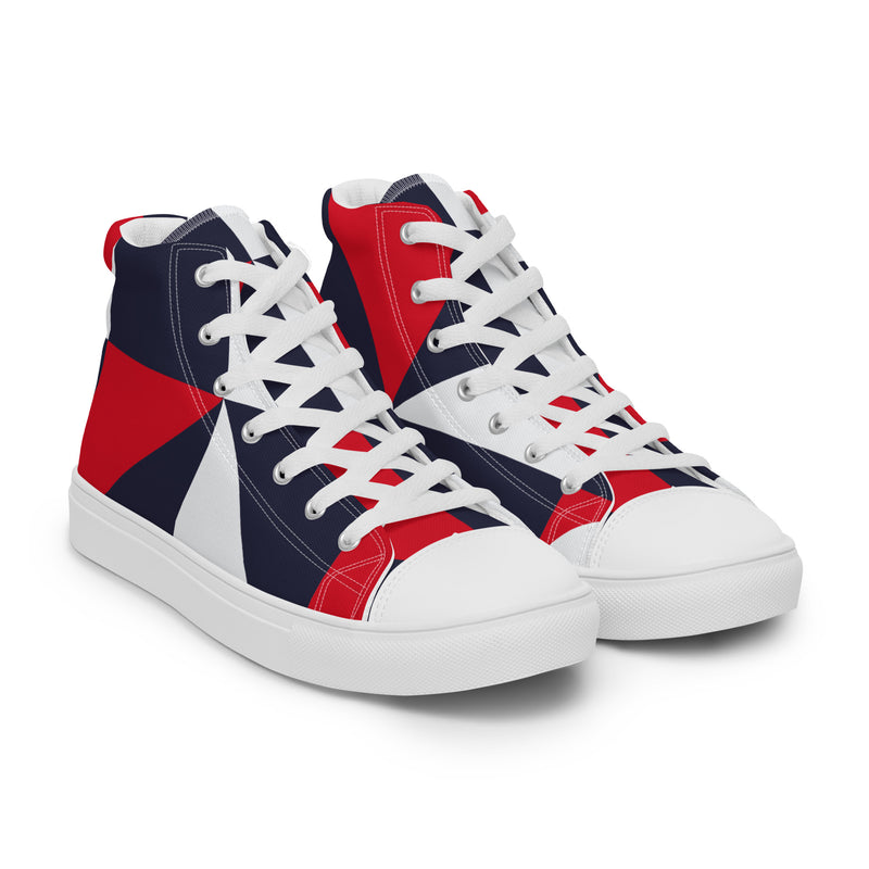 Red Navy Block High Top #43 - Front View | HA!LO Canvas Sneakers