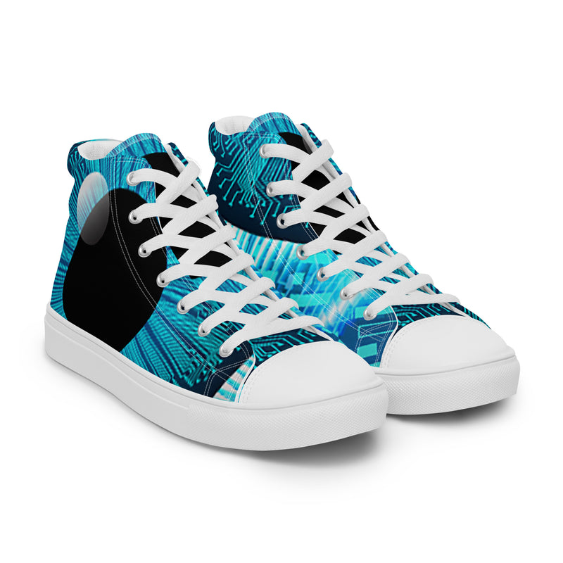 Blue Sunburst High Top #49 - Front View | HA!LO Canvas Sneakers