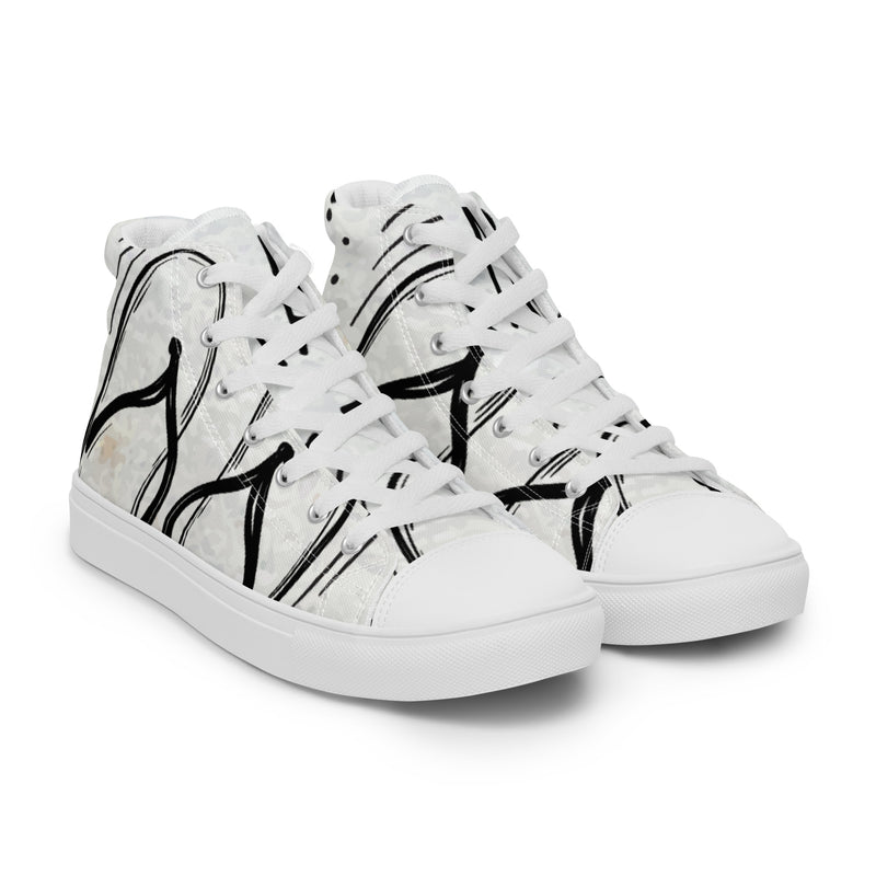 Travel Text High Top #54 - Front View | HA!LO Canvas Sneakers