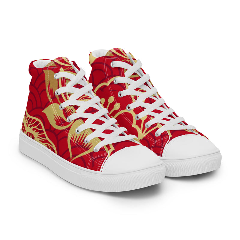 Red Wave High Top #67 - Front View | HA!LO Canvas Sneakers
