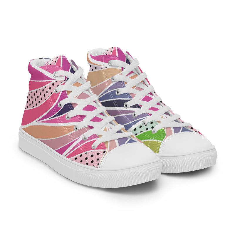 Pink Pop Art High Top #72 - Front View | HA!LO Canvas Sneakers