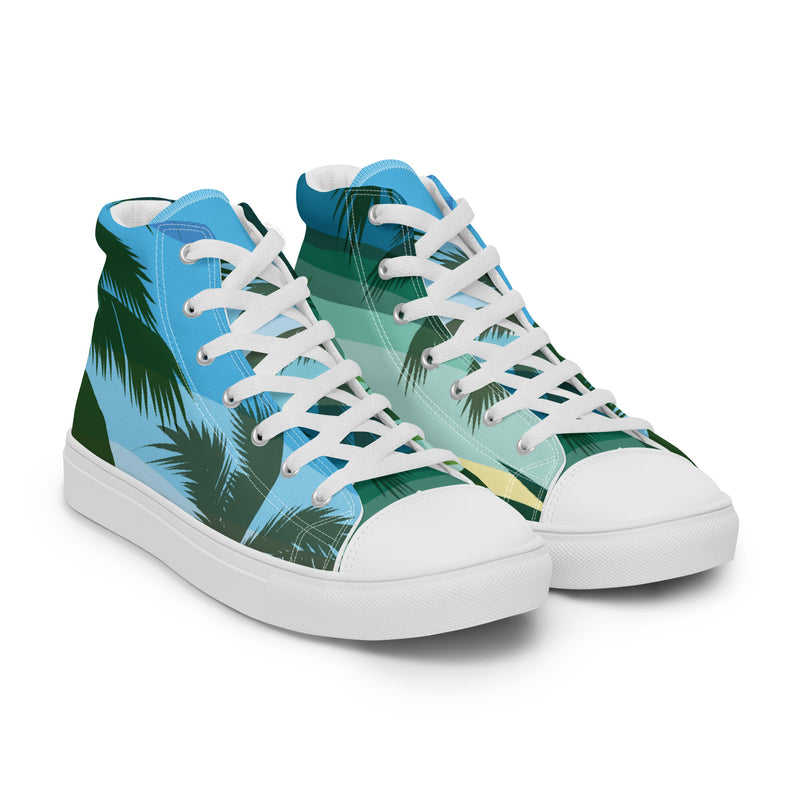 Palm Paradise High Top #73 - Front View | HA!LO Canvas Sneakers