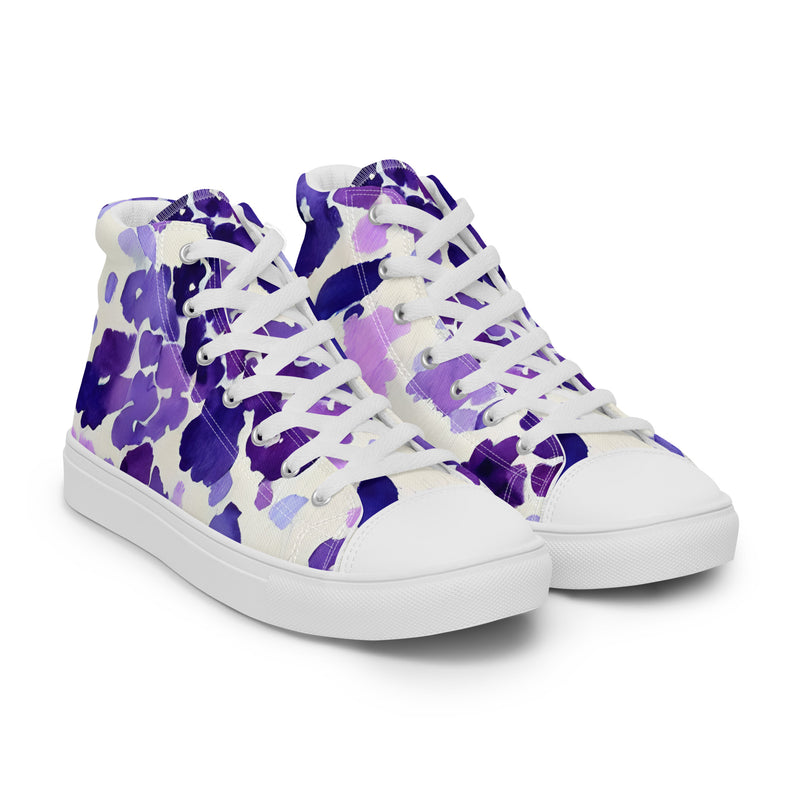 Purple Watercolor High Top #74 - Front View | HA!LO Canvas Sneakers