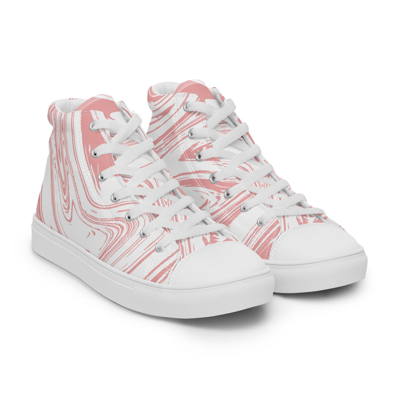 Pink Marble High Top #76 - Front View | HA!LO Canvas Sneakers