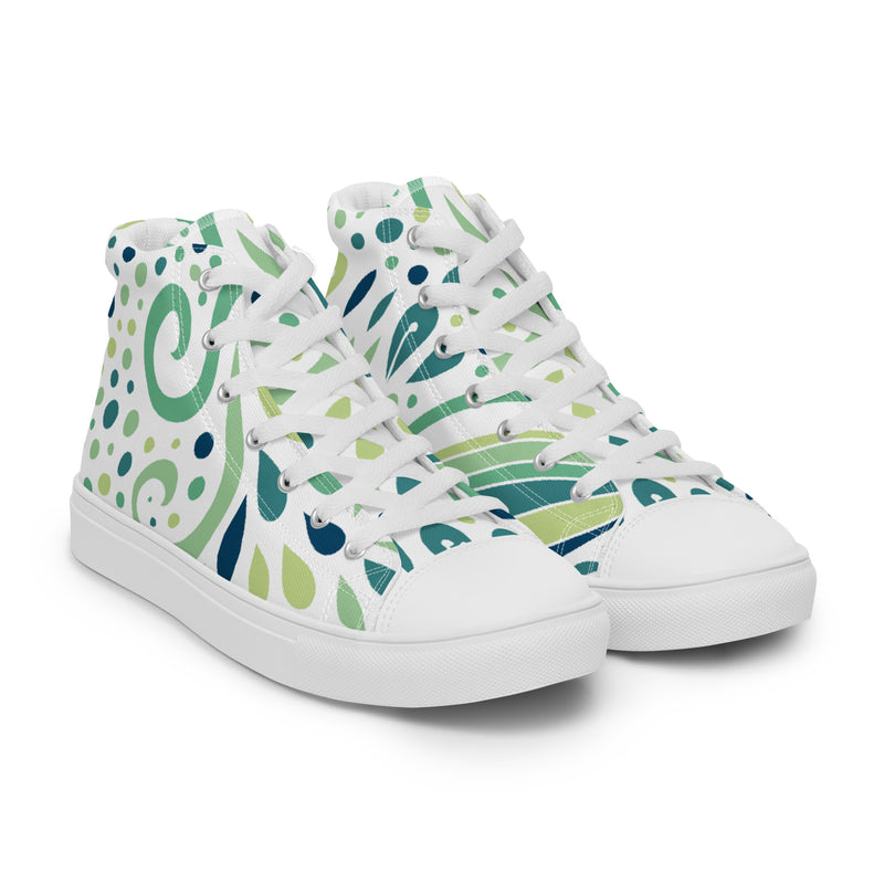 Green Swirl High Top #77 - Front View | HA!LO Canvas Sneakers