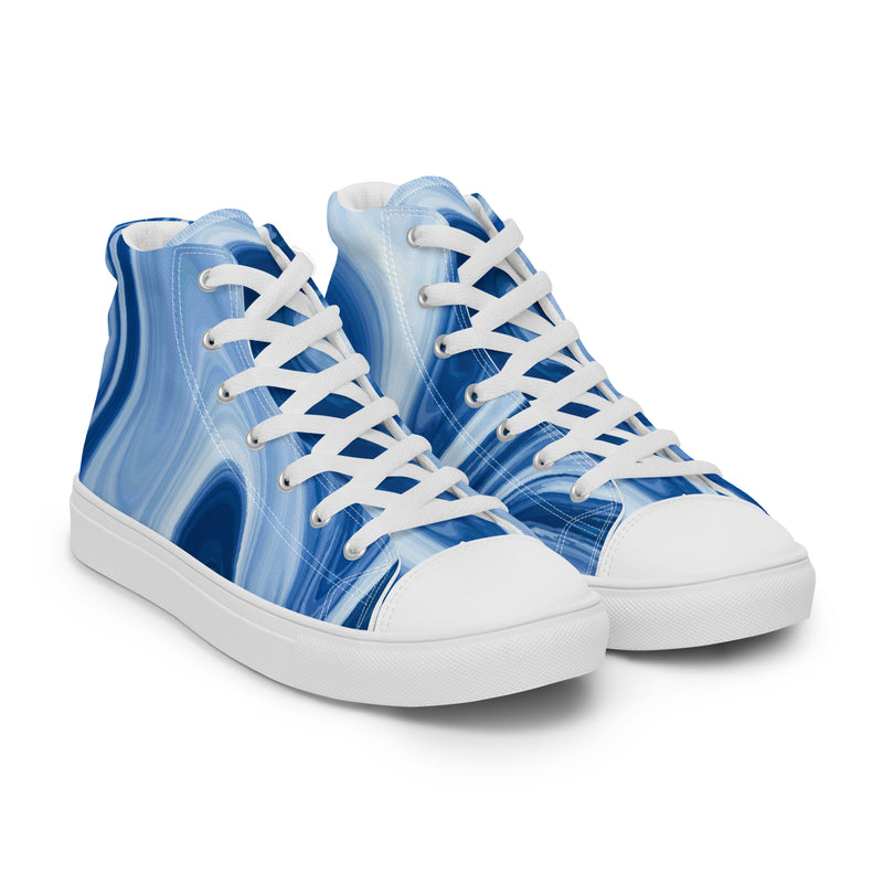 Blue Marble High Top #79 - Front View | HA!LO Canvas Sneakers