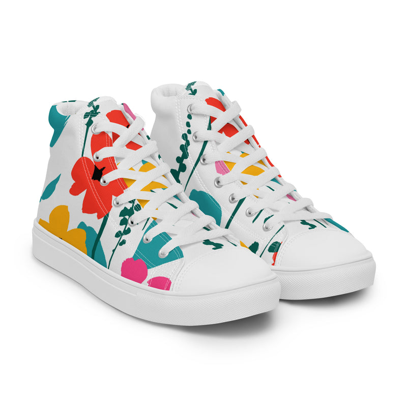 Hibiscus Bloom High Top #80 - Front View | HA!LO Canvas Sneakers