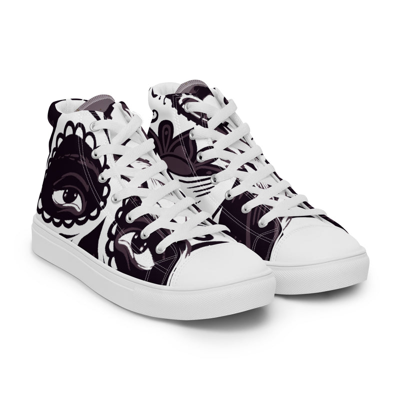 Sugar Skull Art High Top #81 - Front View | HA!LO Canvas Sneakers