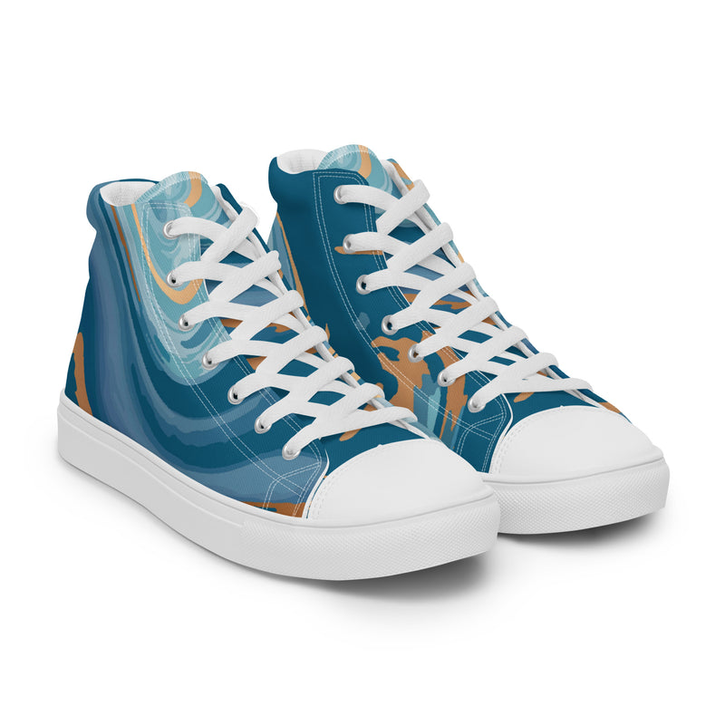 Blue Ocean High Top #82 - Front View | HA!LO Canvas Sneakers