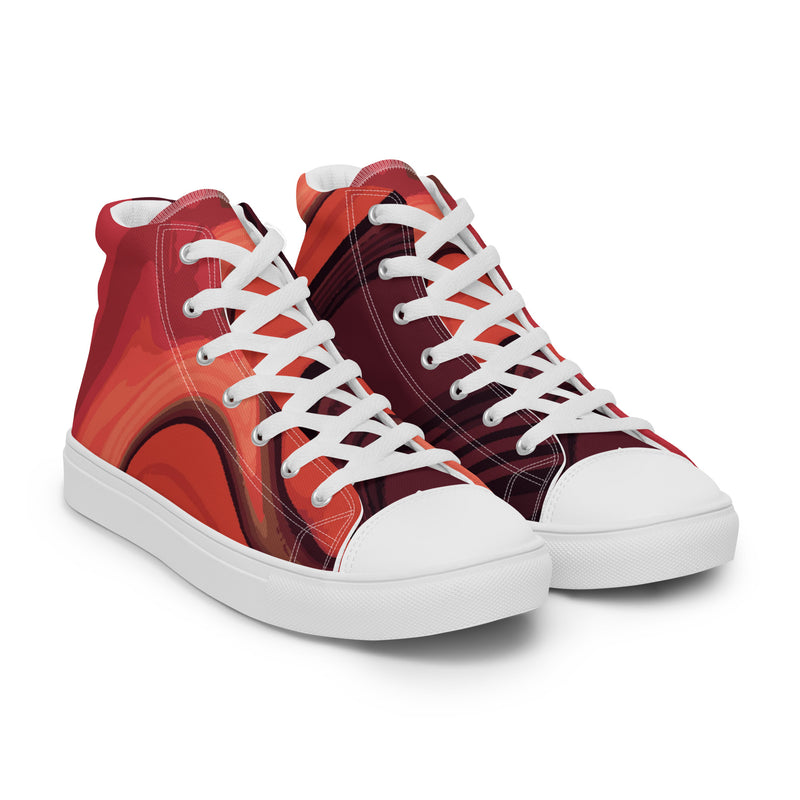 Red Lava High Top #83 - Front View | HA!LO Canvas Sneakers