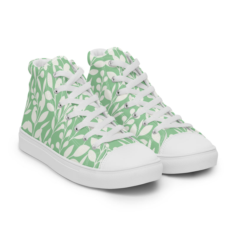 Green Botanical High Top #90 - Front View | HA!LO Canvas Sneakers