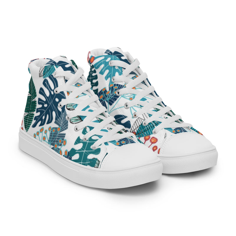 Monstera Palm High Top #96 - Front View | HA!LO Canvas Sneakers