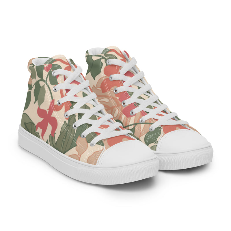 Tropical Floral High Top #100 - Front View | HA!LO Canvas Sneakers