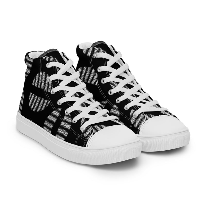 Black Graphic High Top #104 - Front View | HA!LO Canvas Sneakers