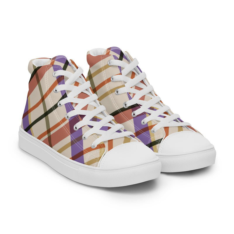 Autumn Plaid High Top #105 - Front View | HA!LO Canvas Sneakers