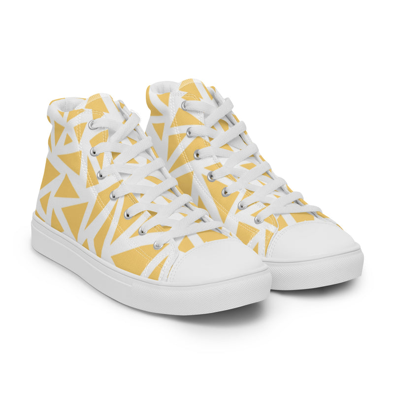 Yellow Triangle High Top #106 - Front View | HA!LO Canvas Sneakers