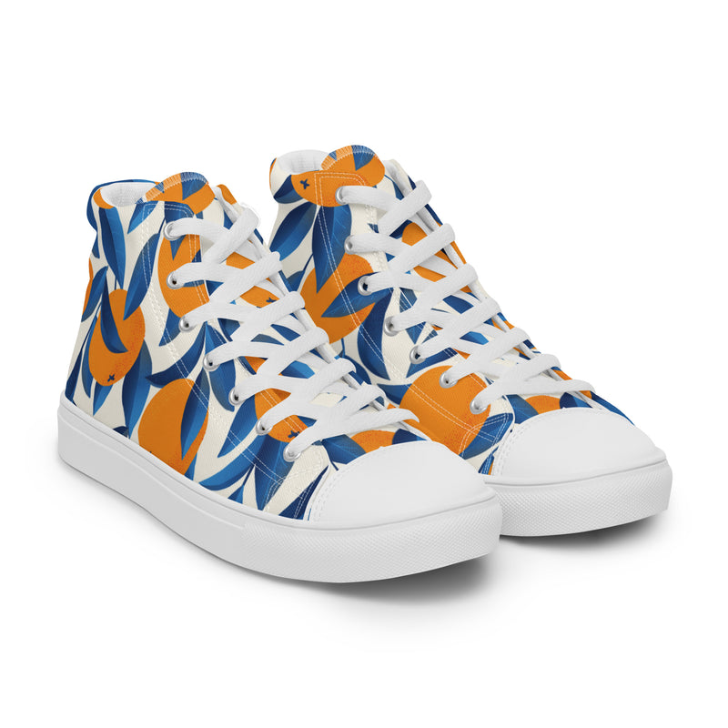 Blue Leaf High Top #111 - Front View | HA!LO Canvas Sneakers