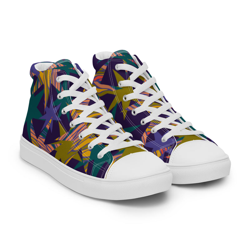 Abstract Tropical High Top #113 - Front View | HA!LO Canvas Sneakers