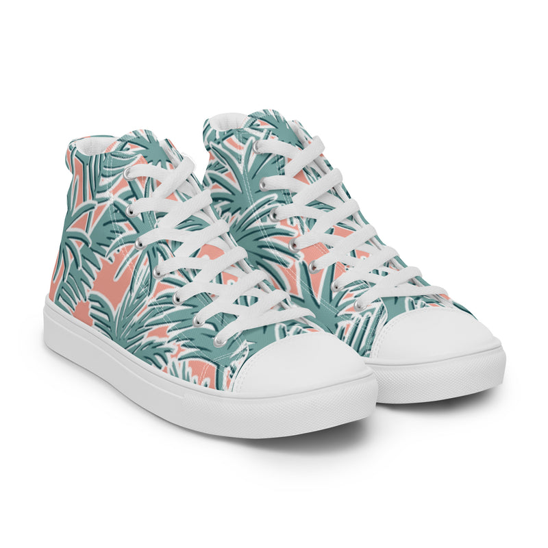 Monstera Leaf High Top #114 - Front View | HA!LO Canvas Sneakers