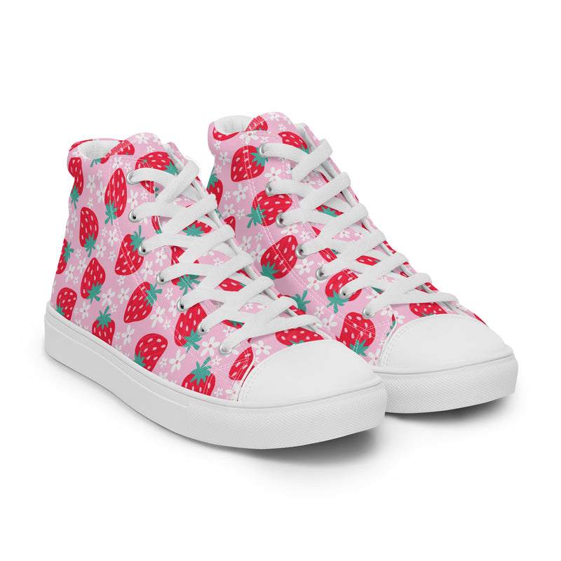 Red Strawberry High Top #120 - Front View | HA!LO Canvas Sneakers