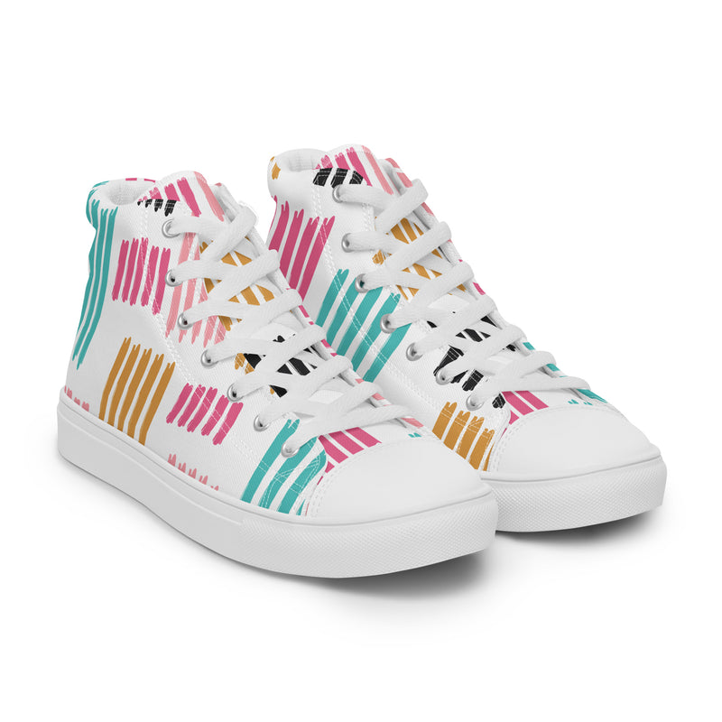 Pastel Stripe High Top #132 - Front View | HA!LO Canvas Sneakers