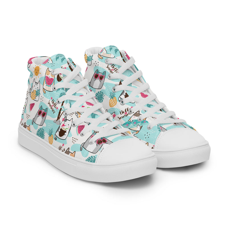 Beach Cat High Top #146 - Front View | HA!LO Canvas Sneakers