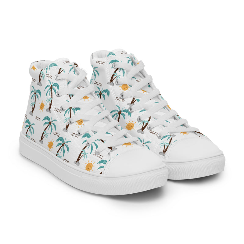 Palm Tree High Top #148 - Front View | HA!LO Canvas Sneakers