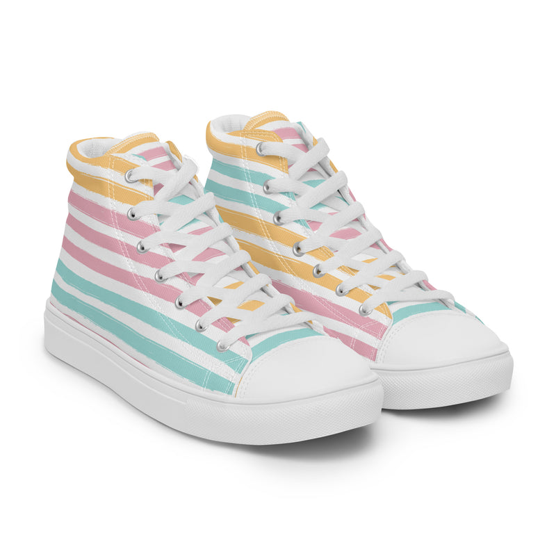 Sunset Stripe High Top #149 - Front View | HA!LO Canvas Sneakers