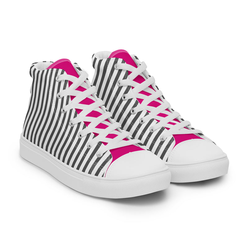 Striped Pinstripe High Top #160 - Front View | HA!LO Canvas Sneakers