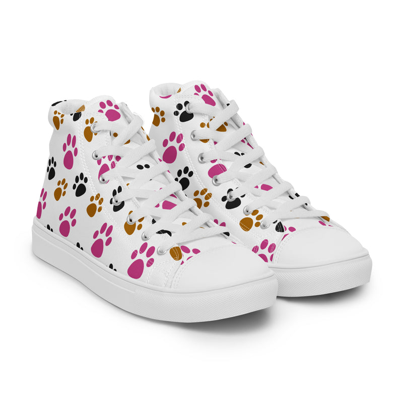 Colorful Paw High Top #167 - Front View | HA!LO Canvas Sneakers