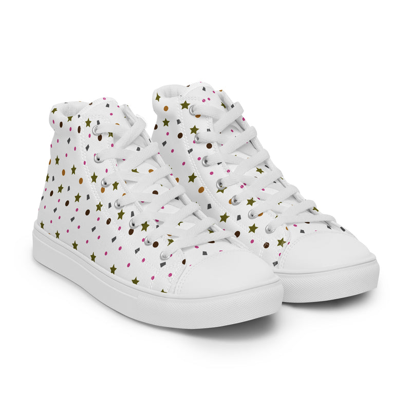 Gold Star Scatter High Top #168 - Front View | HA!LO Canvas Sneakers