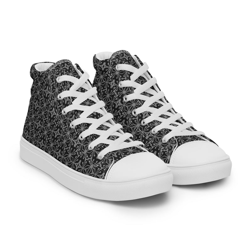 Black Lace High Top #177 - Front View | HA!LO Canvas Sneakers