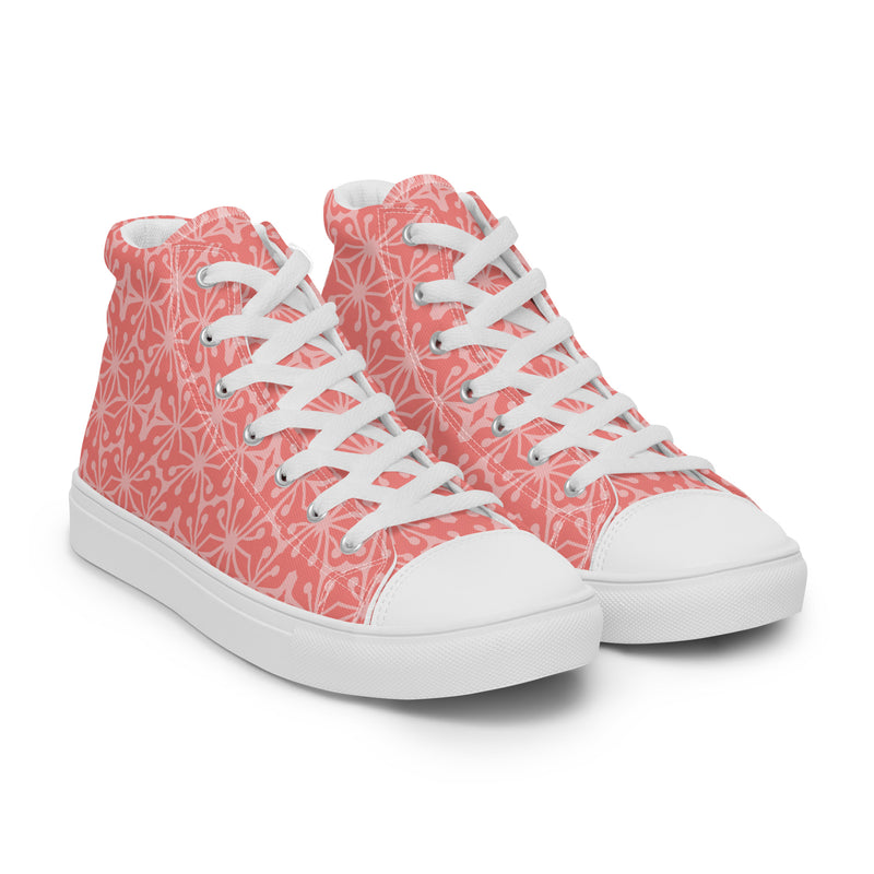 Coral Geometric High Top #180 - Front View | HA!LO Canvas Sneakers