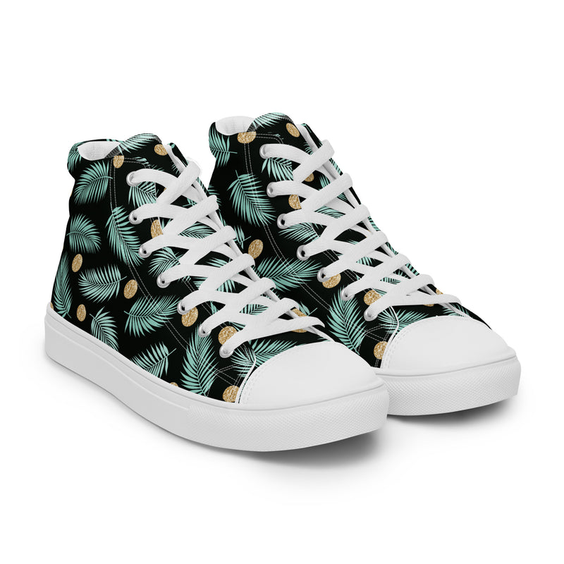 Tropical Palm High Top #184 - Front View | HA!LO Canvas Sneakers
