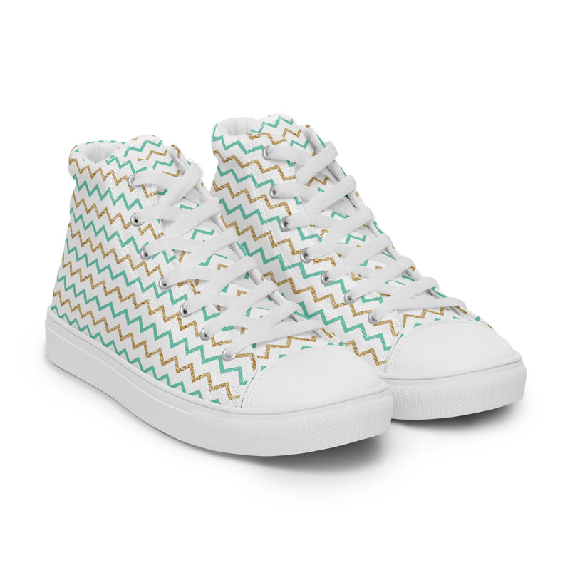 Mint Chevron High Top #189 - Front View | HA!LO Canvas Sneakers