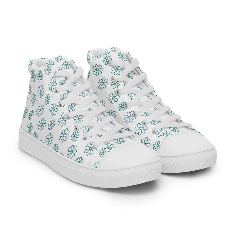 Blue Snowflake High Top #201 - Front View | HA!LO Canvas Sneakers