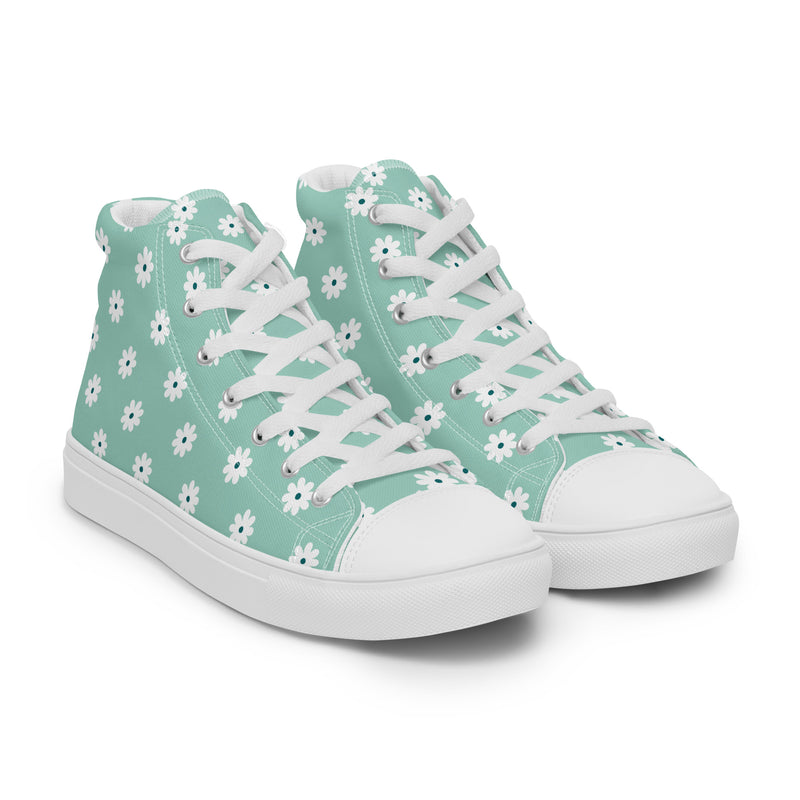 Mint Daisy High Top #203 - Front View | HA!LO Canvas Sneakers
