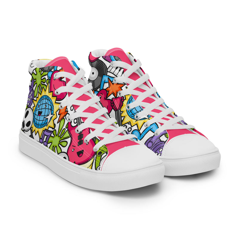 Sugar Skull High Top #218 - Front View | HA!LO Canvas Sneakers