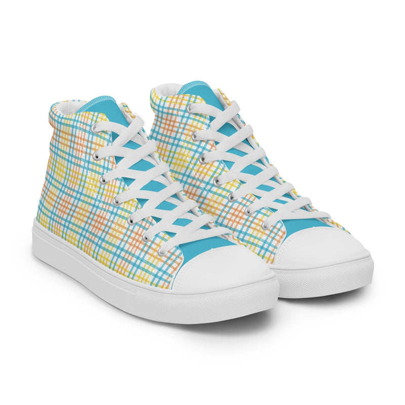 Pastel Plaid High Top #224 - Front View | HA!LO Canvas Sneakers
