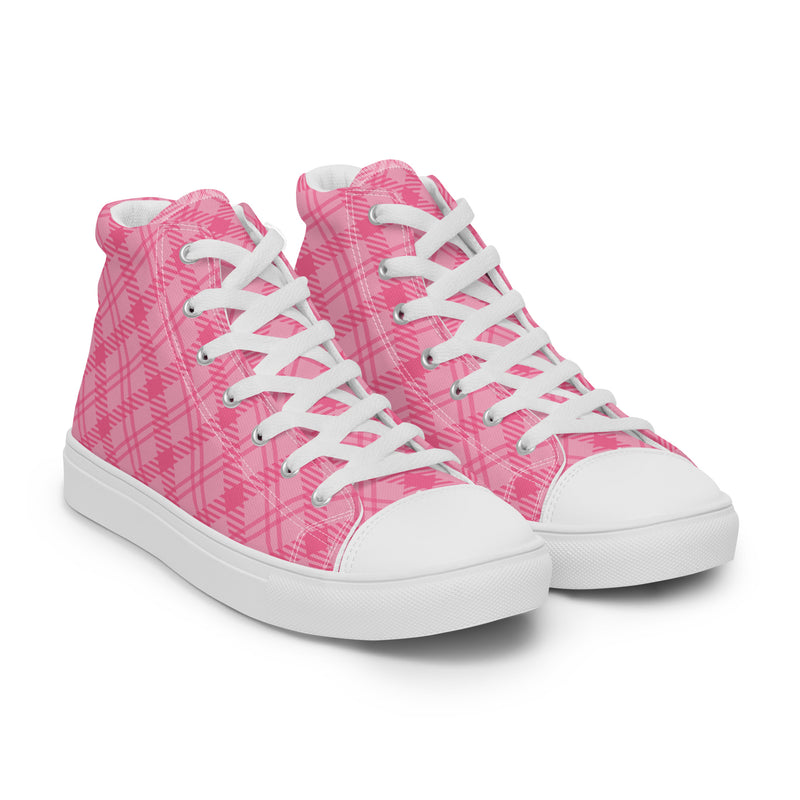 Pink Plaid High Top #225 - Front View | HA!LO Canvas Sneakers