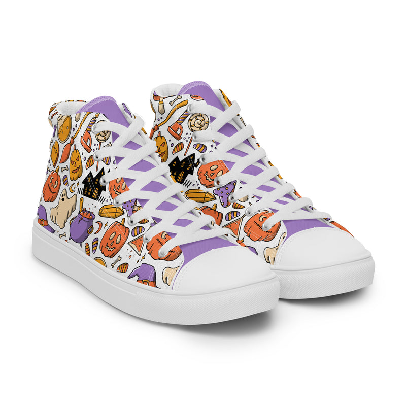 Pumpkin Cat High Top #233 - Front View | HA!LO Canvas Sneakers
