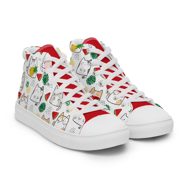 Christmas Cat High Top #247 - Front View | HA!LO Canvas Sneakers