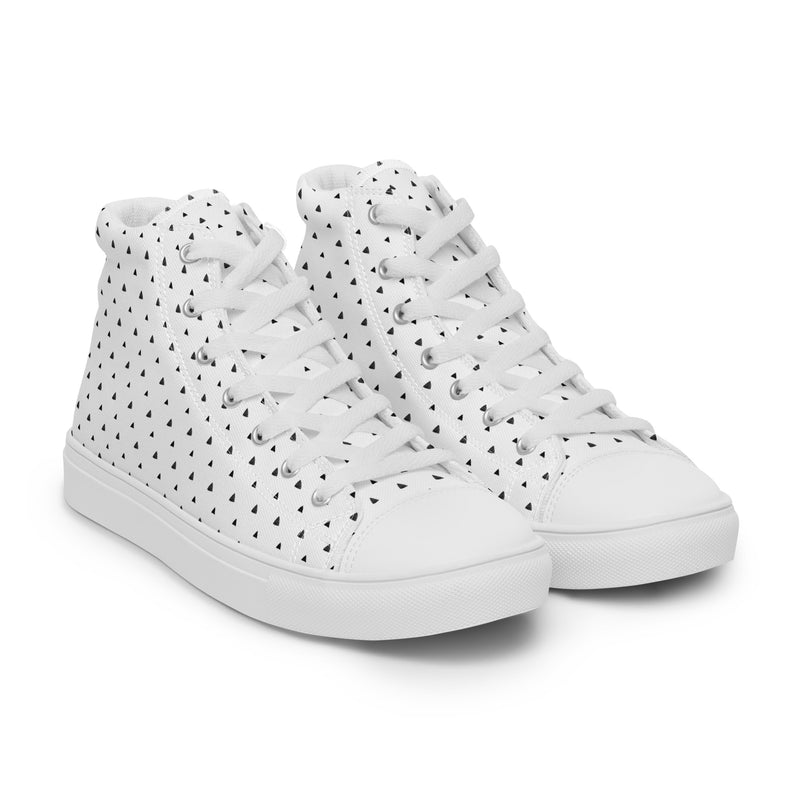 White Polka Dot High Top #281 - Front View | HA!LO Canvas Sneakers