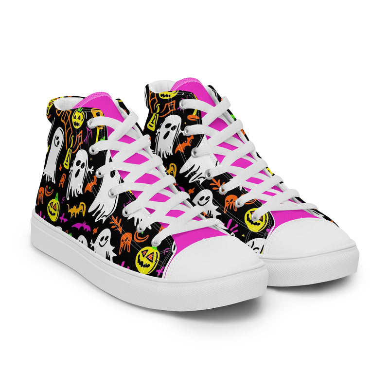 Halloween Ghost Party High Top #355 - Back View | HA!LO Canvas Sneakers