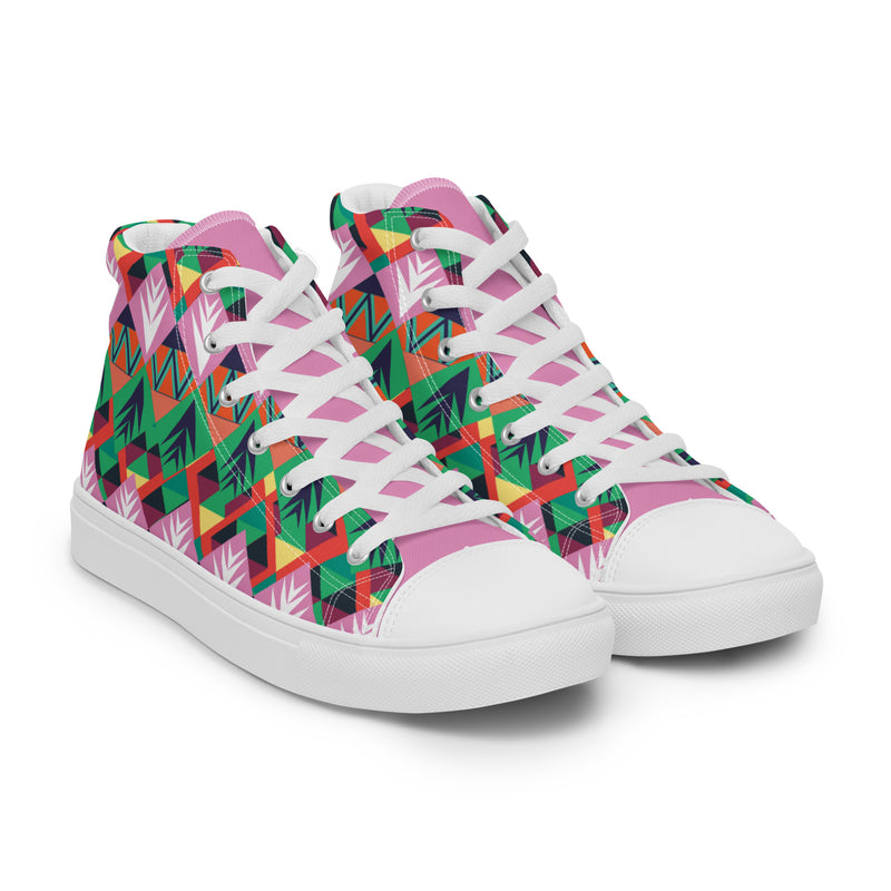 HA!LO Tribal Geometric #338 — Women’s Canvas High Top